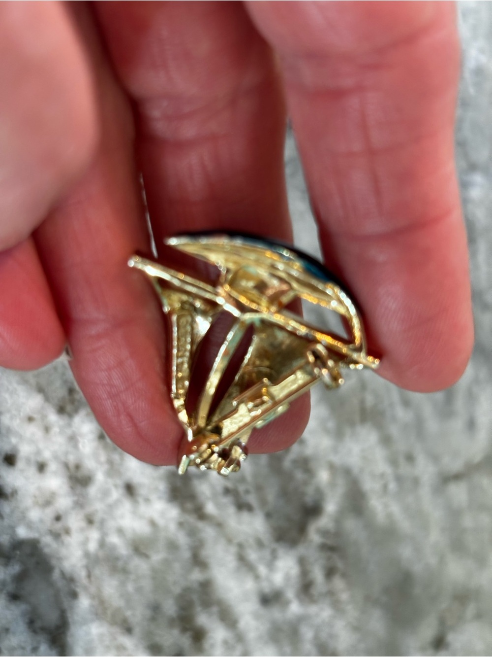 Vintage Gerry Enameled Sailboat Brooch Pin Nautical Red White Blue Gold Tone - Picture 2 of 4